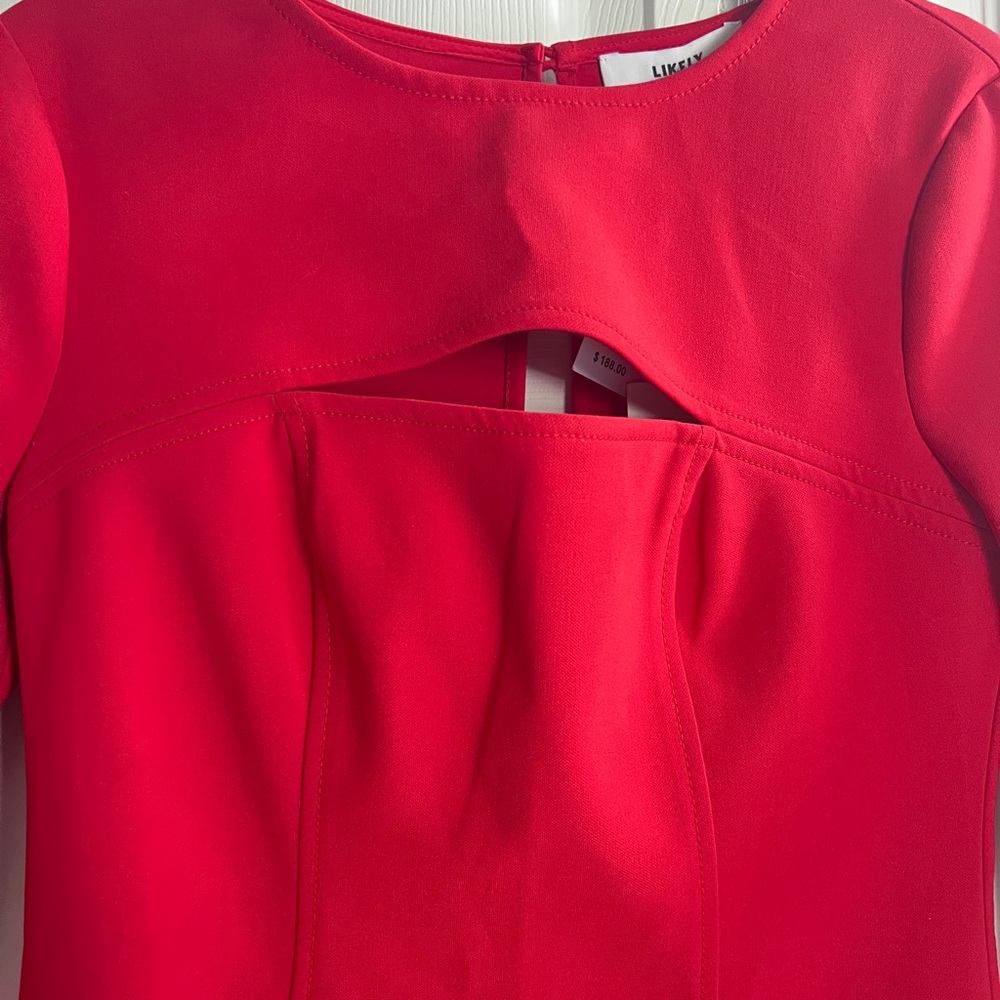 Likely "Keller" cocktail dress with slit detail at chest. - Picture 3 of 5